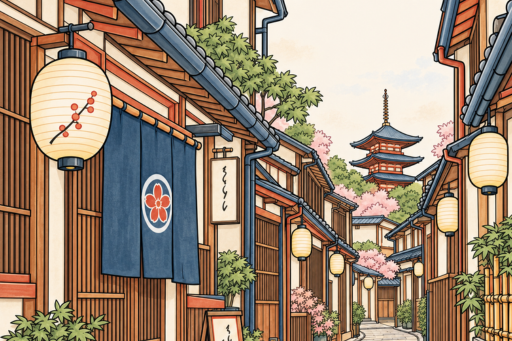 LIINGER Japan 002 coloring book cover showing a Japanese street and pagoda